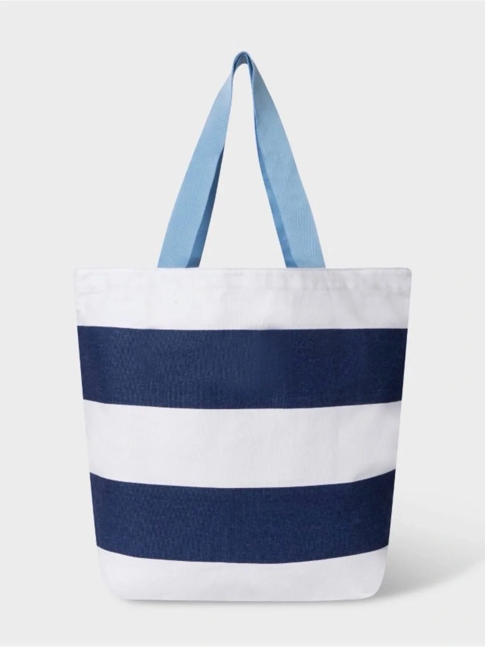Champion Navy & White Stripe Tote with Light Blue Handles